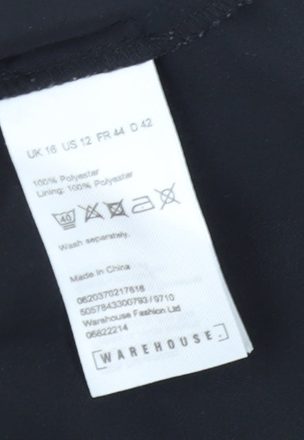 Warehouse Women's Black Floral Tunic Blouse Size 16