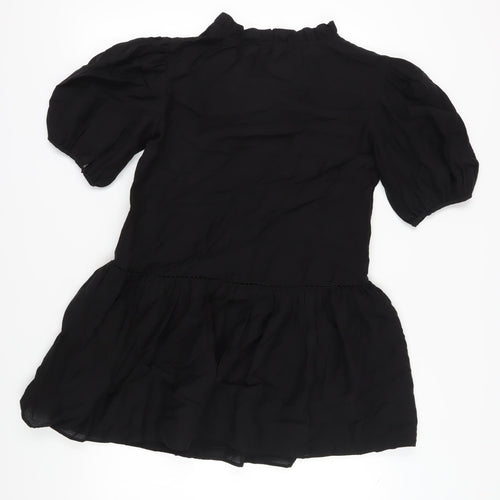Zara Women's Black XS Puff Sleeve V-Neck Dress