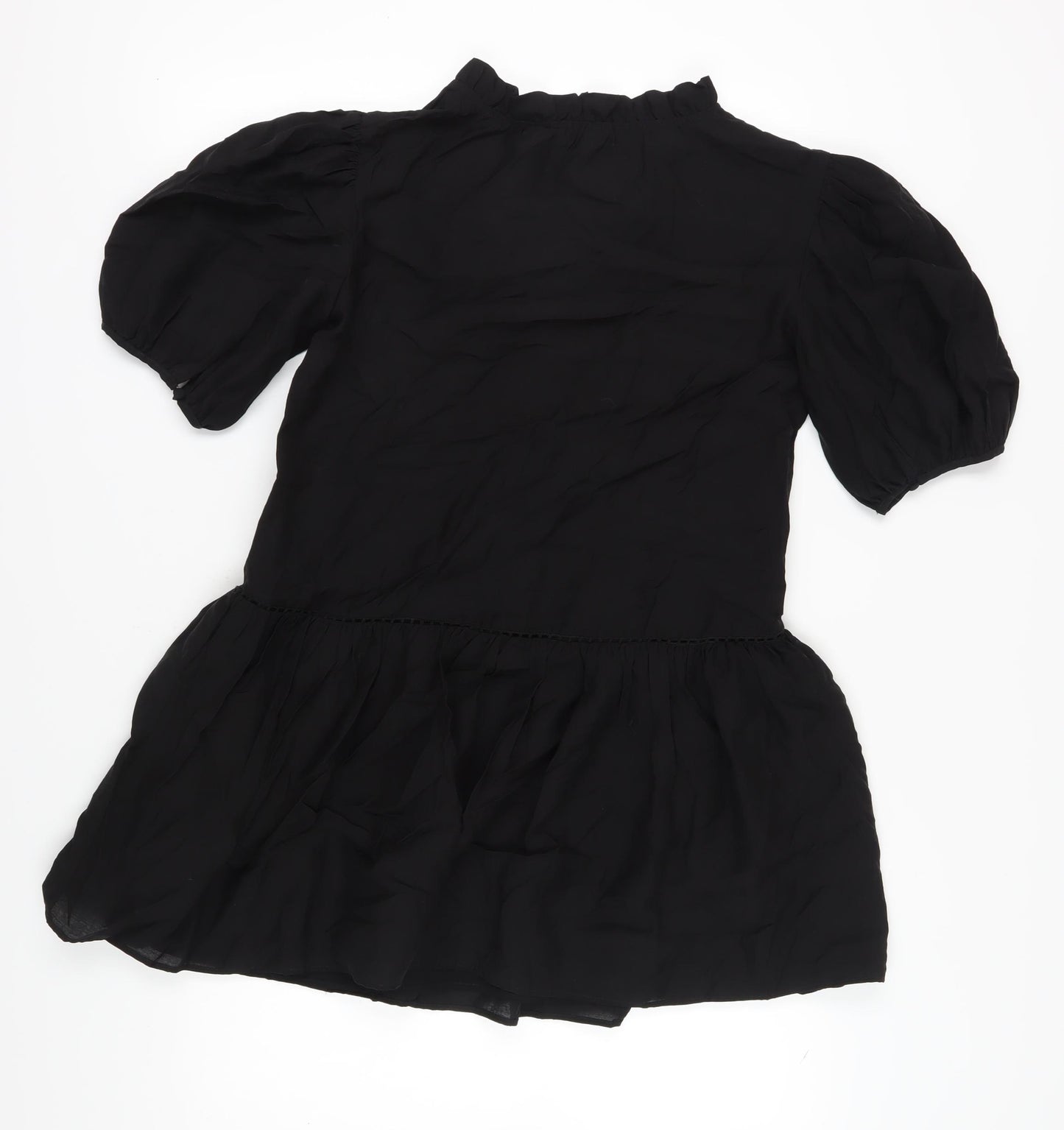Zara Women's Black XS Puff Sleeve V-Neck Dress