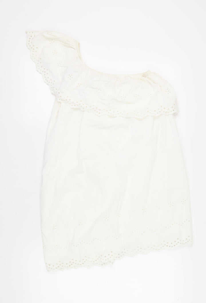 River Island Women's White One Shoulder Dress Size 10