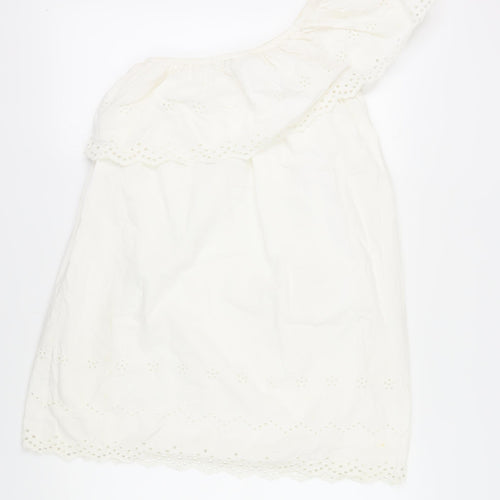 River Island Women's White One Shoulder Dress Size 10