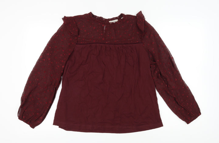 Fat Face Women's Red Tunic Blouse UK 12 Long Sleeve