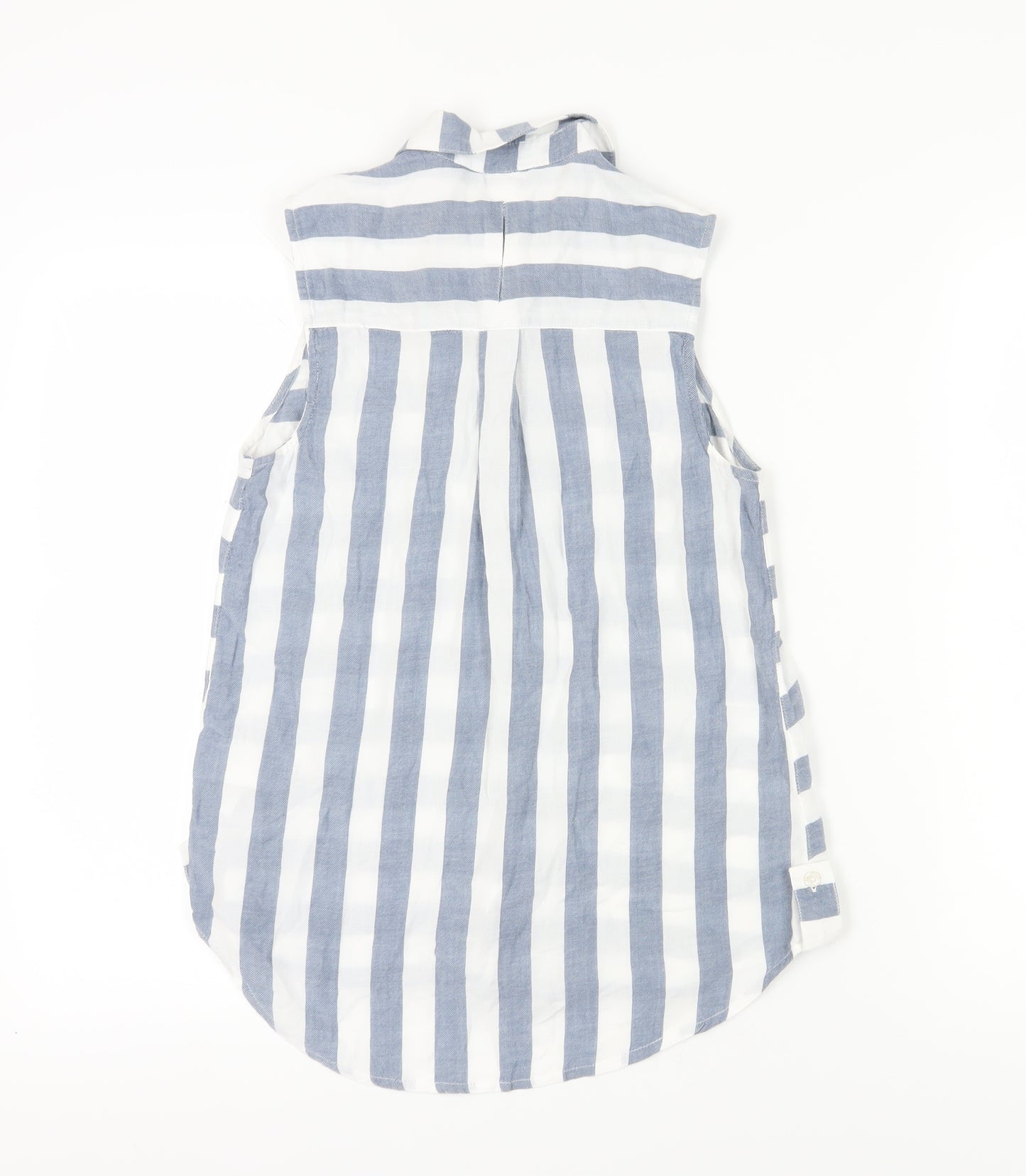 Warehouse Women’s Blue Striped Button-Up Sleeveless Top