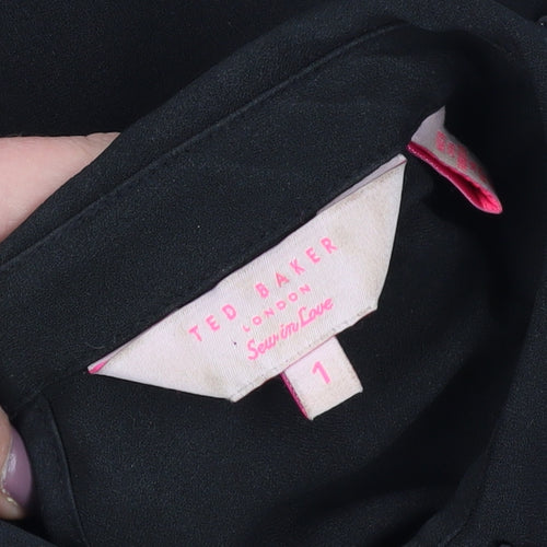 Ted Baker Women's Black Collared Blouse Size 2