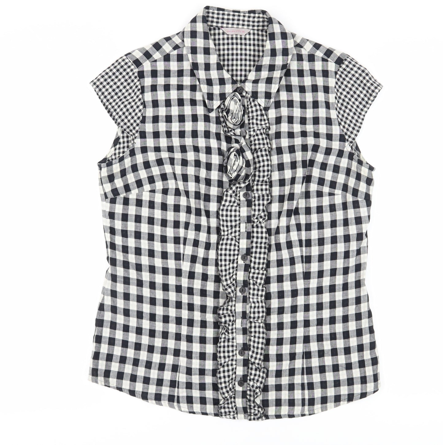 Per Una Women's Black Check Blouse Size 14