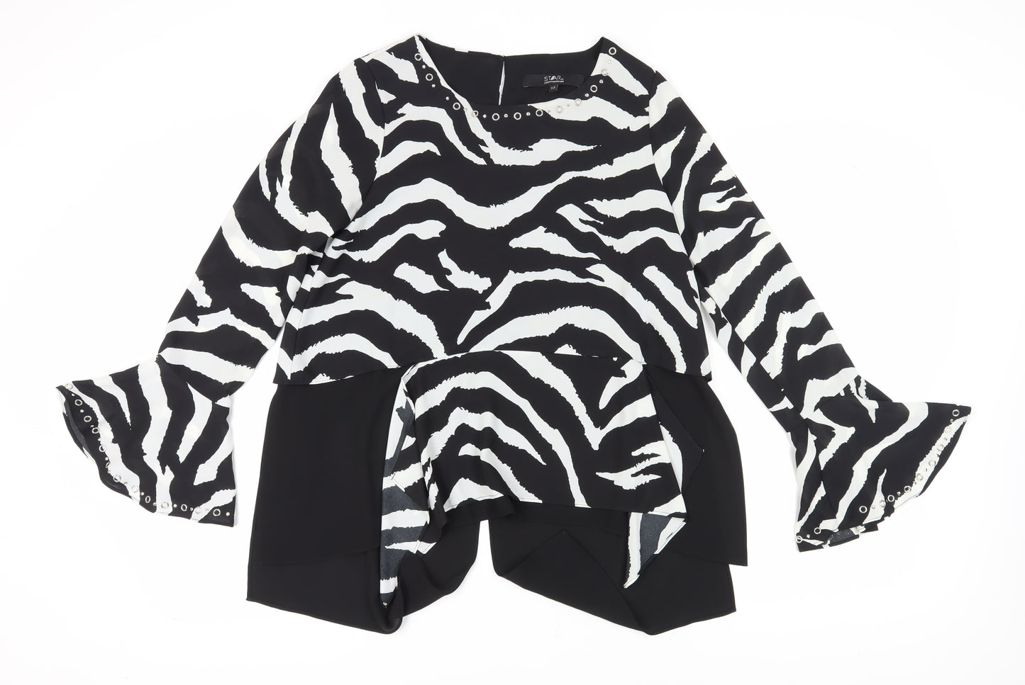 Star by Julien Macdonald Women's Black Zebra Blouse
