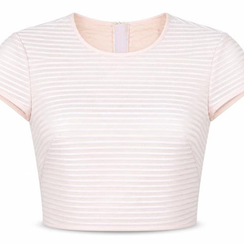 Ted Baker Women's Pink Cropped Striped T-Shirt - Size 6