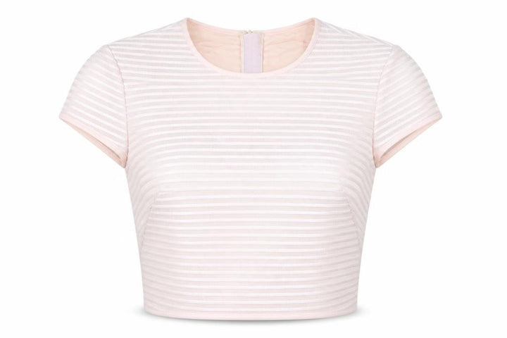 Ted Baker Women's Pink Cropped Striped T-Shirt - Size 6