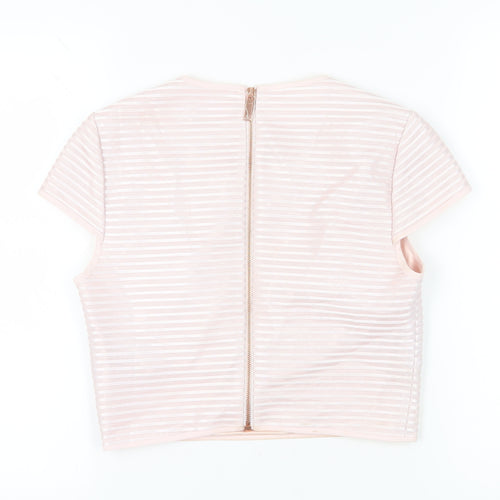 Ted Baker Women's Pink Cropped Striped T-Shirt - Size 6