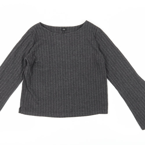 River Island Women's Grey Striped Top Size 10