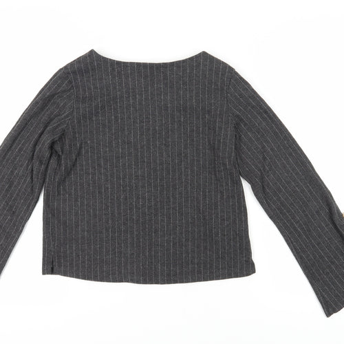River Island Women's Grey Striped Top Size 10