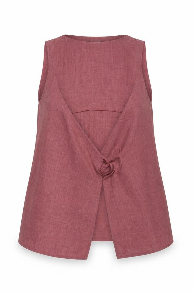 Front view of Mango Women's Pink Wrap Blouse Sleeveless Lightweight
