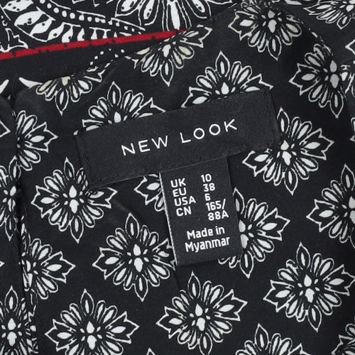 New Look Women's Black Geometric Shift Dress UK 10