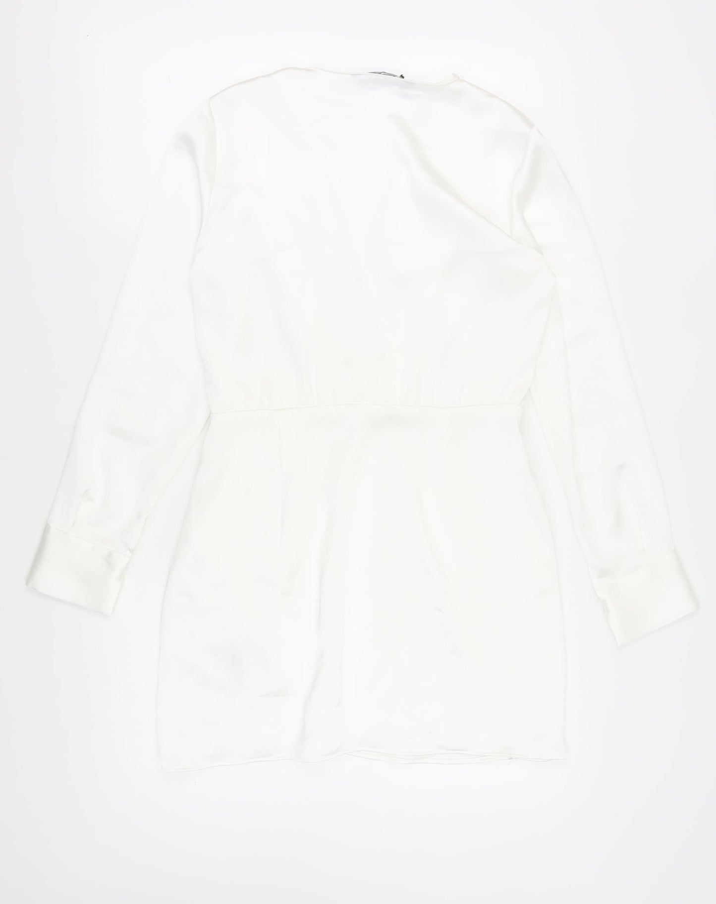 Zara Women's White Long Sleeve Wrap Dress L