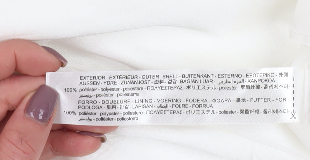 Zara Women's White Long Sleeve Wrap Dress L