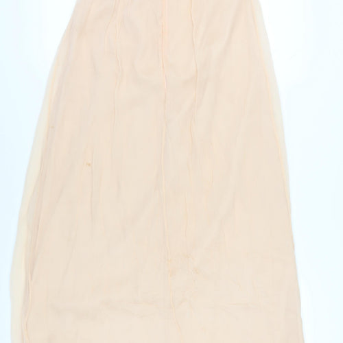 SHEIKE Beige Silk Long Asymmetric Dress, Women's Size 10