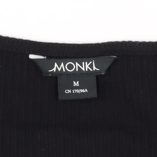 Monki Women's Black Button-Up Top, Medium, Long Sleeve