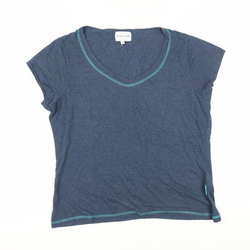 Miss Fiori Women's Blue V-Neck T-Shirt - Size 18