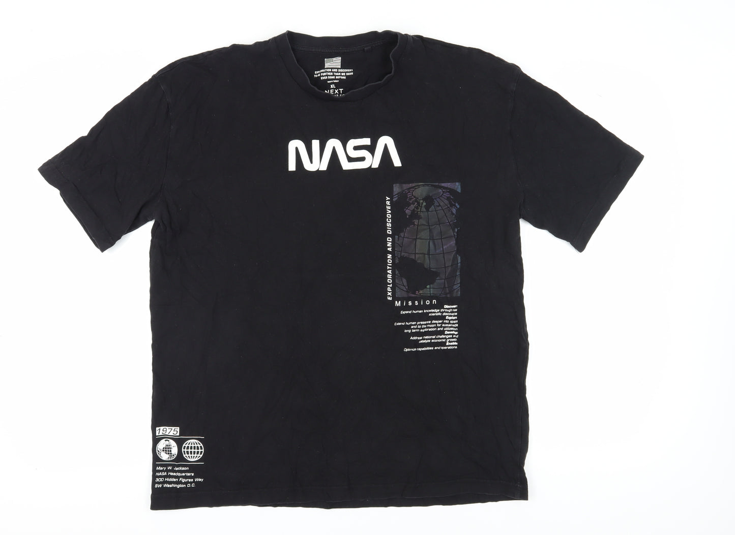 Next Men's Black NASA Graphic T-Shirt XL Regular Fit