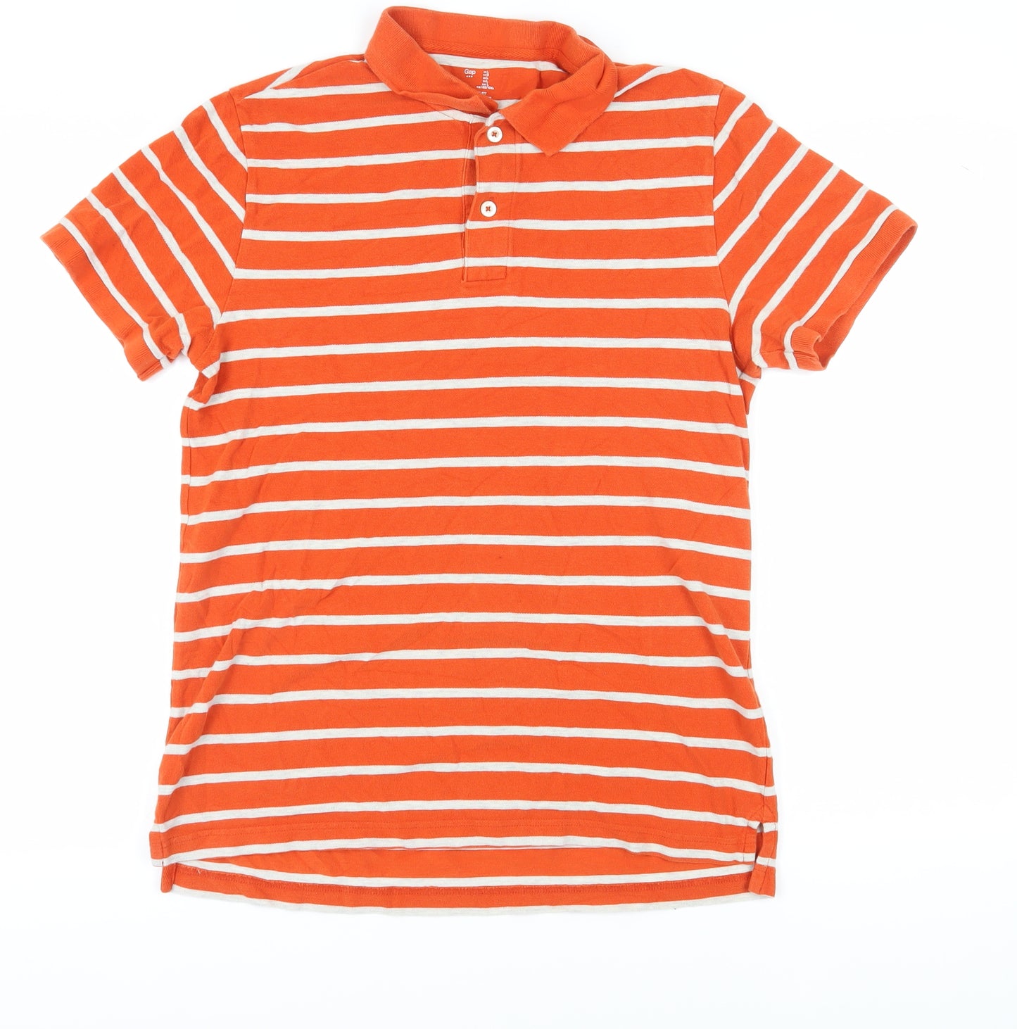 Gap Men's Orange Striped Polo Shirt L Classic Fit