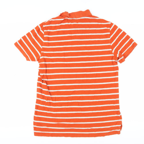 Gap Men's Orange Striped Polo Shirt L Classic Fit