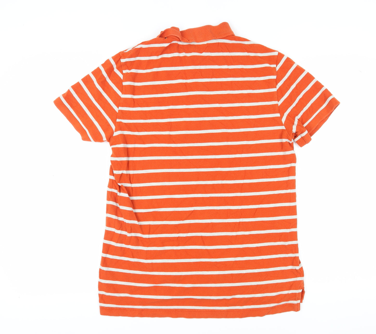 Gap Men's Orange Striped Polo Shirt L Classic Fit