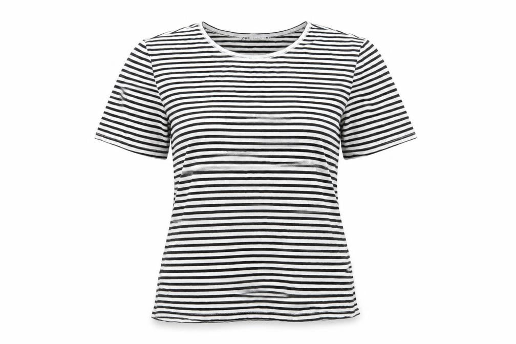 Front view of Zara Women's M Striped T-Shirt in Black