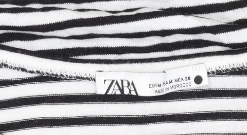 ZARA Women's M Striped T-Shirt in Black
