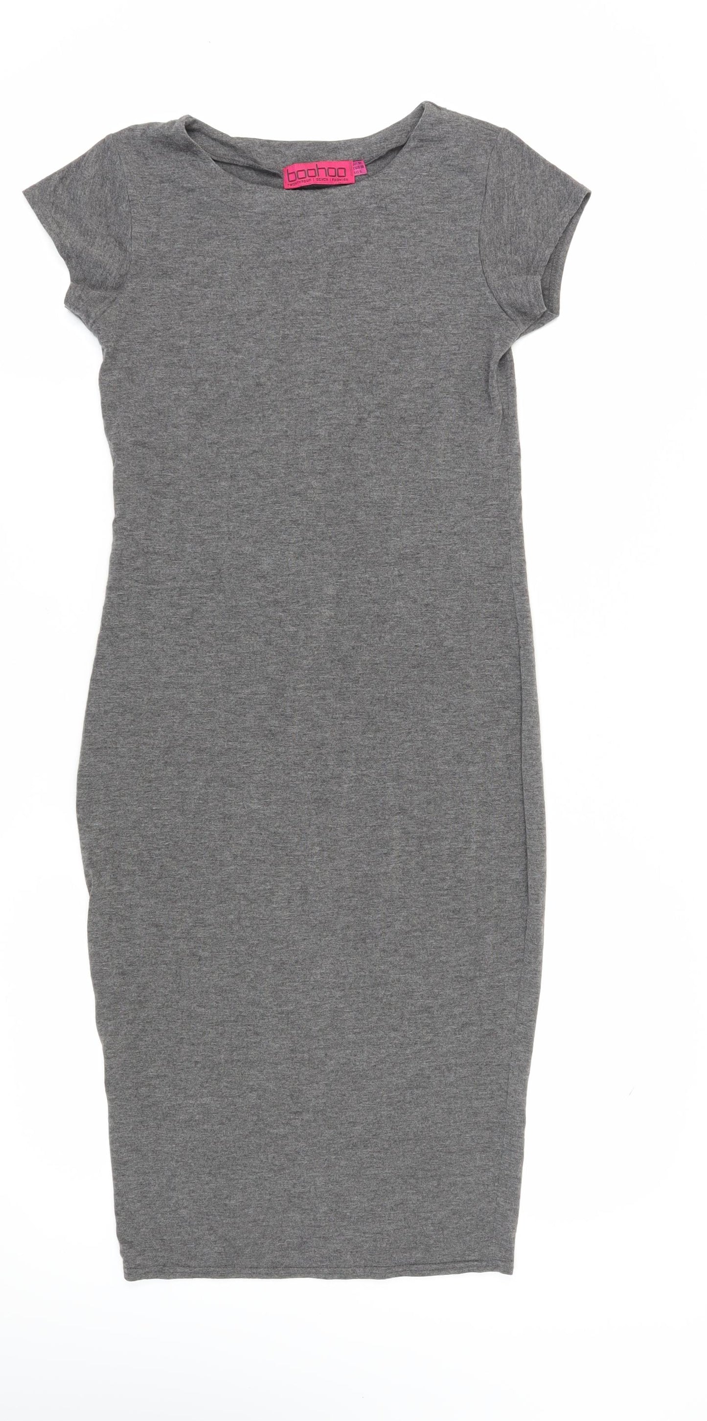 Boohoo Women's Grey Bodycon Midi Dress Size 10