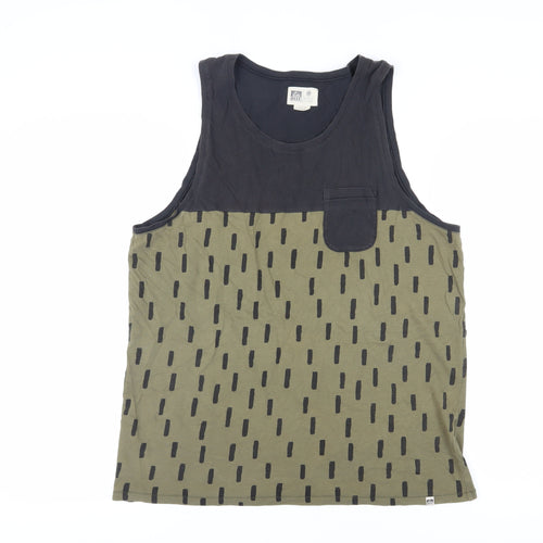 Reef Unisex Black Green Geometric Tank Large