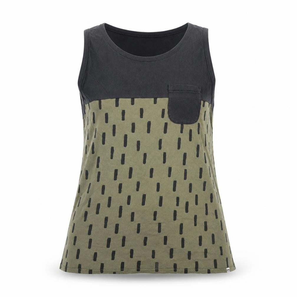 Front view of Reef unisex black green geometric tank large