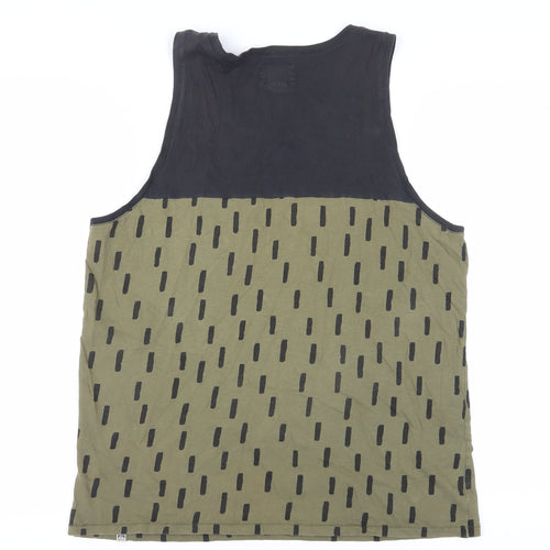 Reef Unisex Black Green Geometric Tank Large