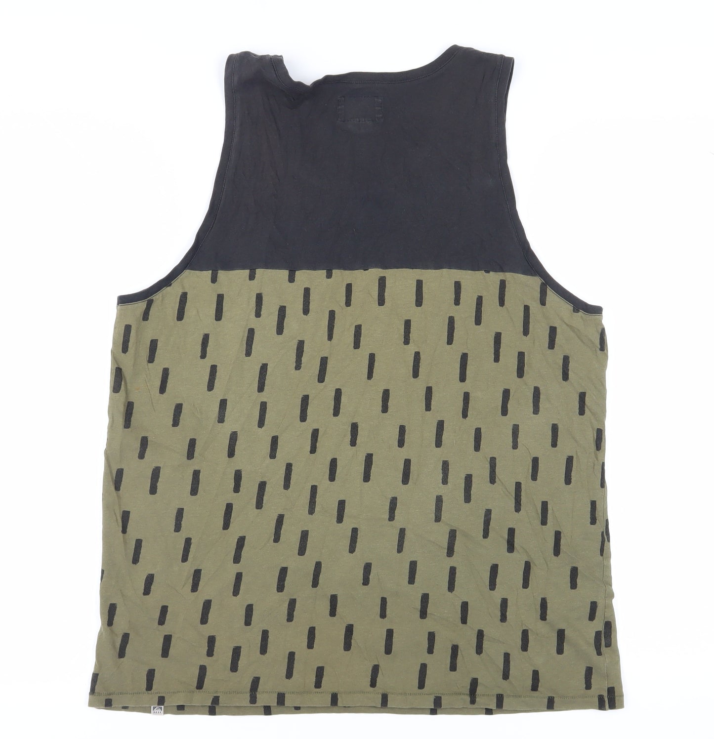 Reef Unisex Black Green Geometric Tank Large