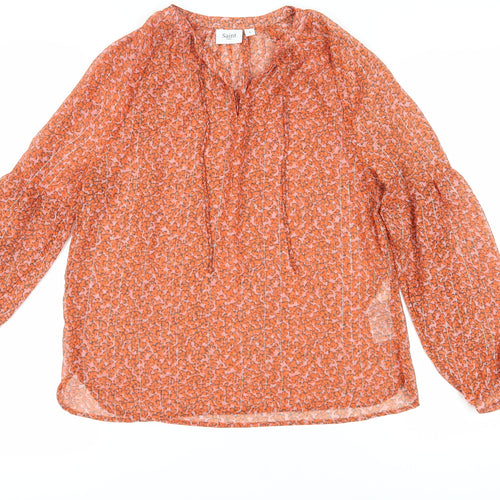 Saint Tropez Women's Orange Floral Blouse Tunic S