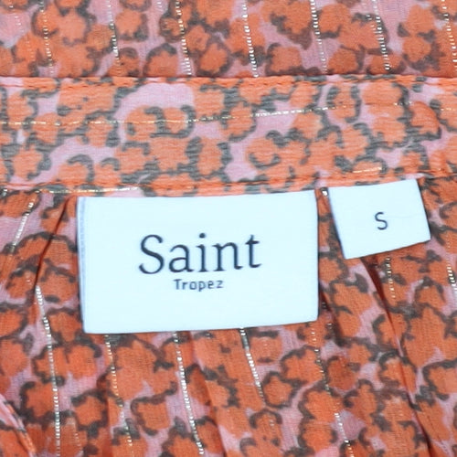 Saint Tropez Women's Orange Floral Blouse Tunic S