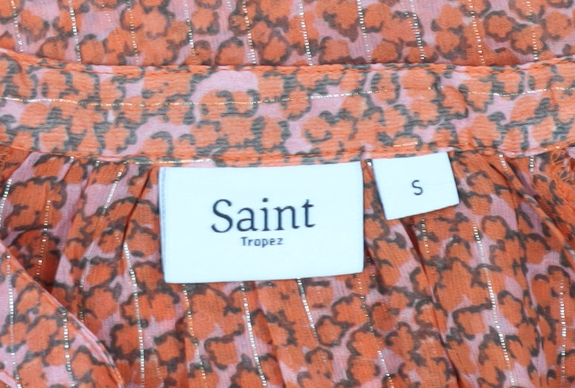 Saint Tropez Women's Orange Floral Blouse Tunic S