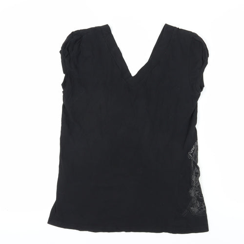 Pineapple Women's Black V-Neck T-Shirt Size 16