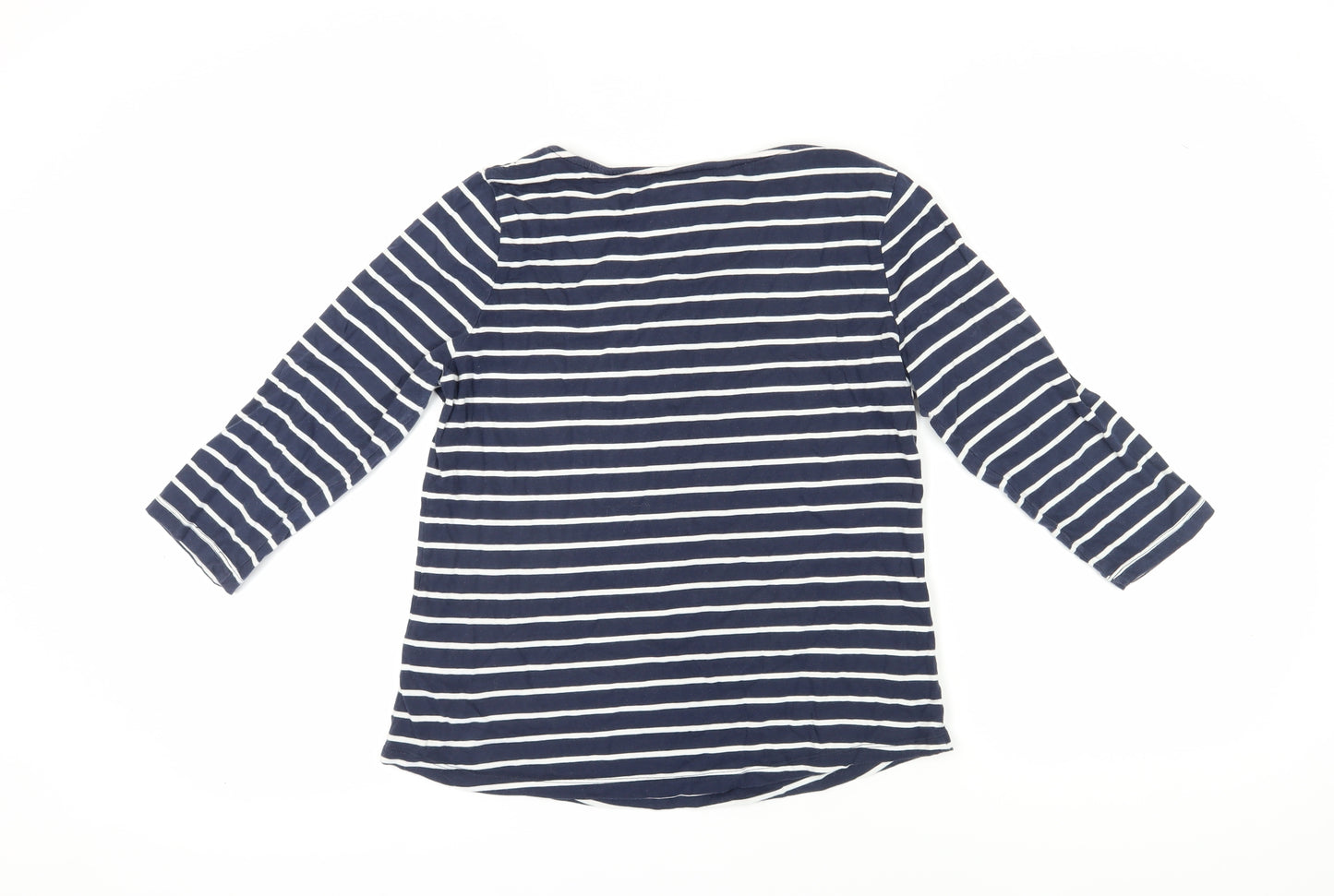 Crew Clothing Co. Women's Blue Striped Basic T-Shirt Size 14