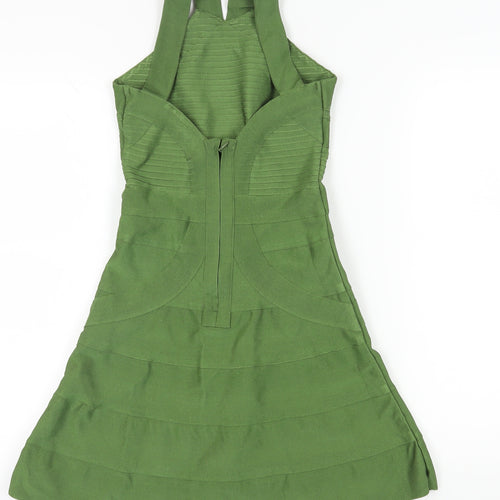 WOW Couture Green A-Line Midi Dress S Sleeveless