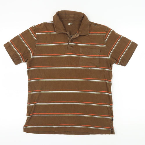 GAP Men's Brown Striped Polo Shirt Size M