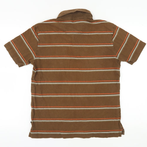 GAP Men's Brown Striped Polo Shirt Size M