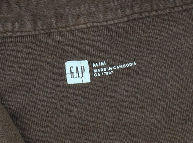 GAP Men's Brown Striped Polo Shirt Size M