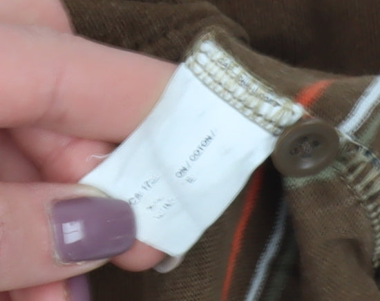 GAP Men's Brown Striped Polo Shirt Size M