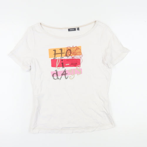 Mexx Women's White Cotton Holiday T-Shirt L