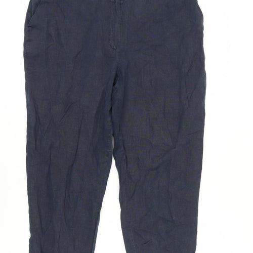 Jaeger Women's Blue Linen Trousers Size 16
