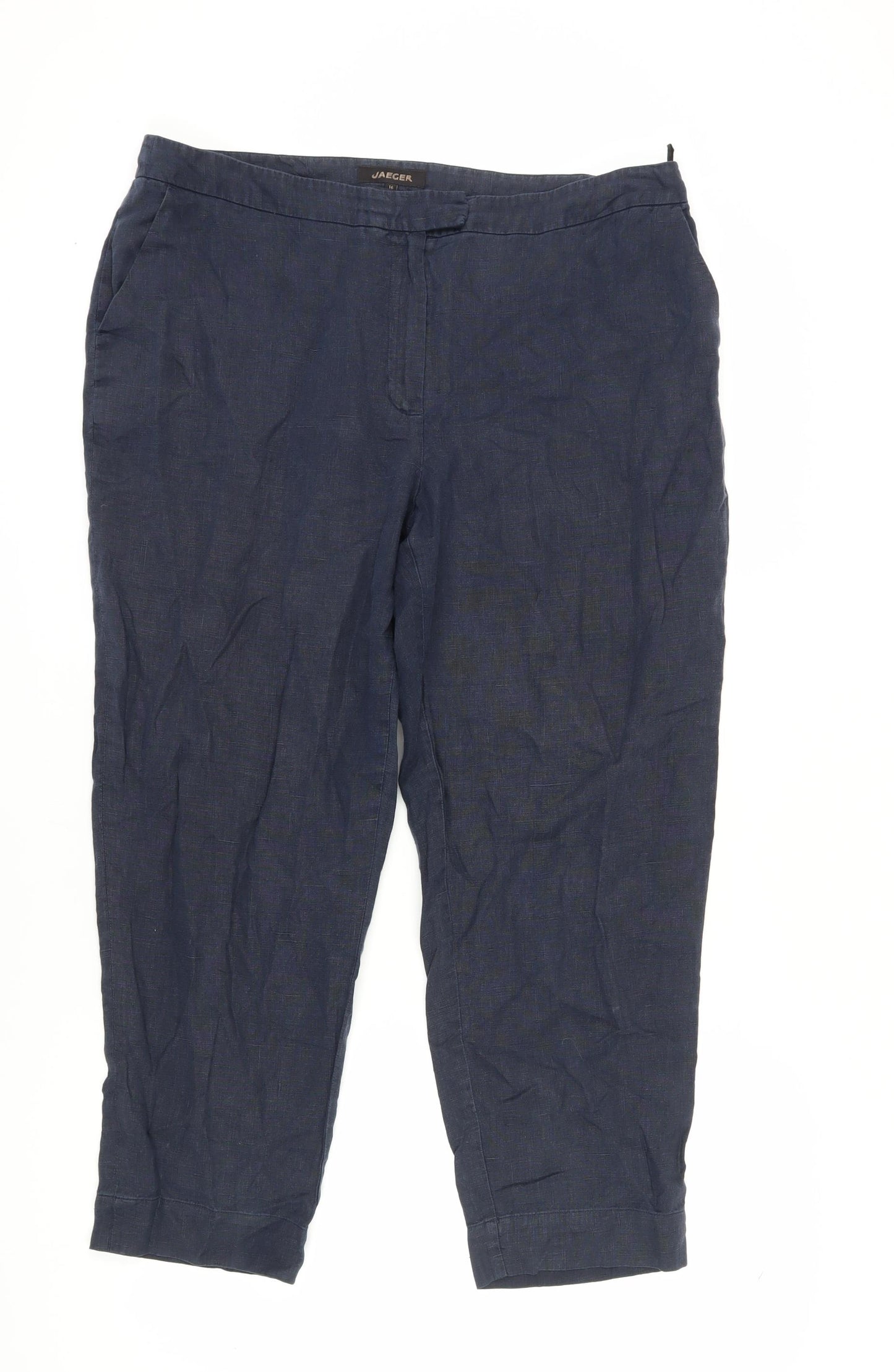 Jaeger Women's Blue Linen Trousers Size 16