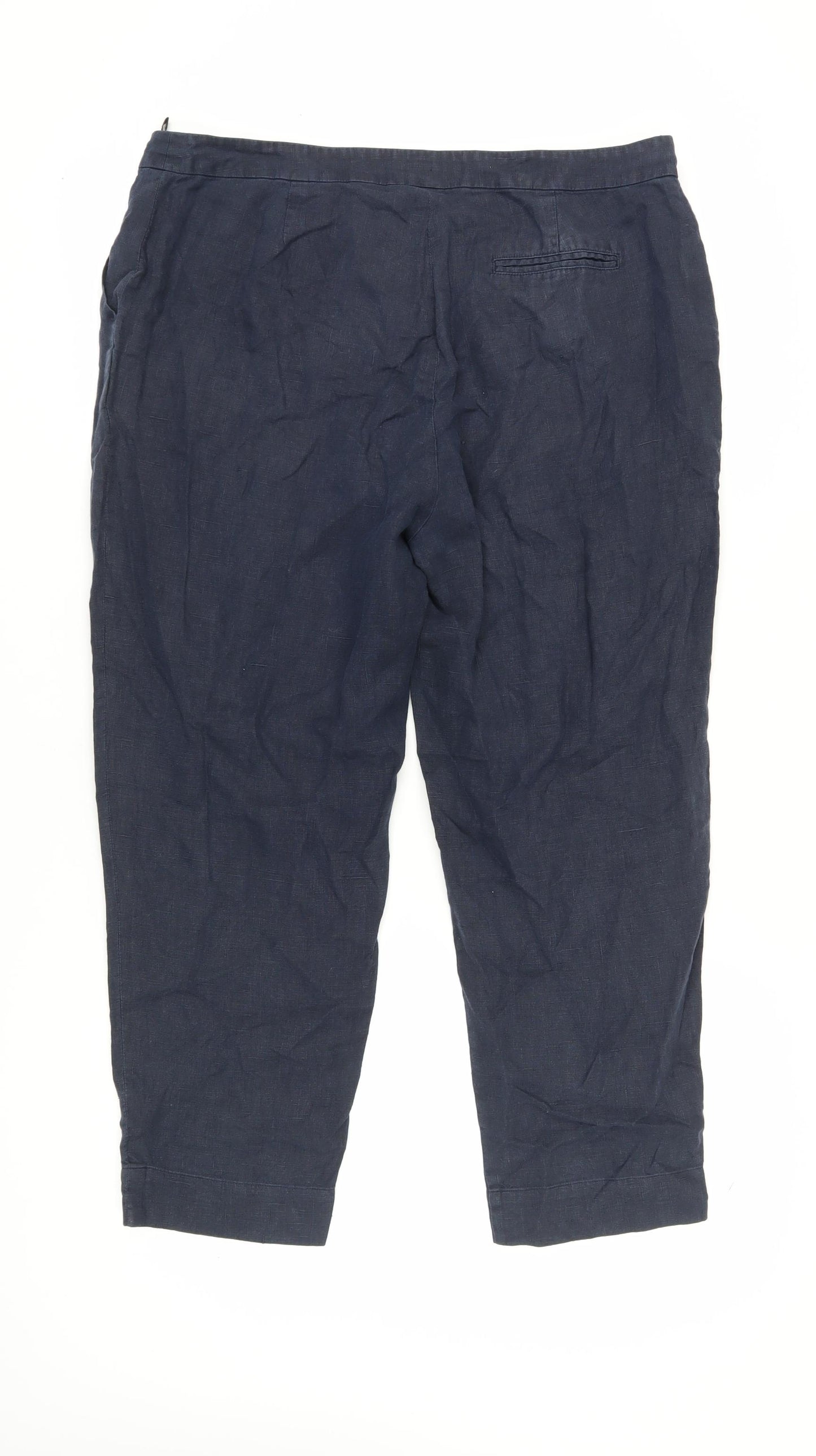 Jaeger Women's Blue Linen Trousers Size 16