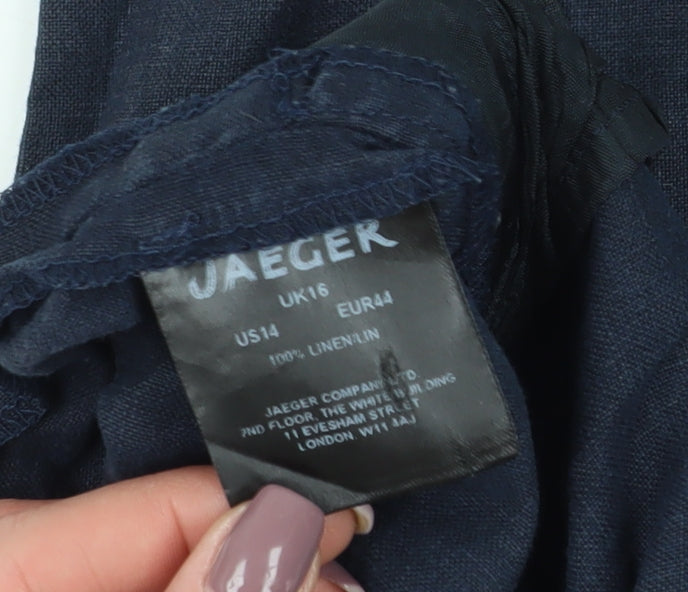 Jaeger Women's Blue Linen Trousers Size 16