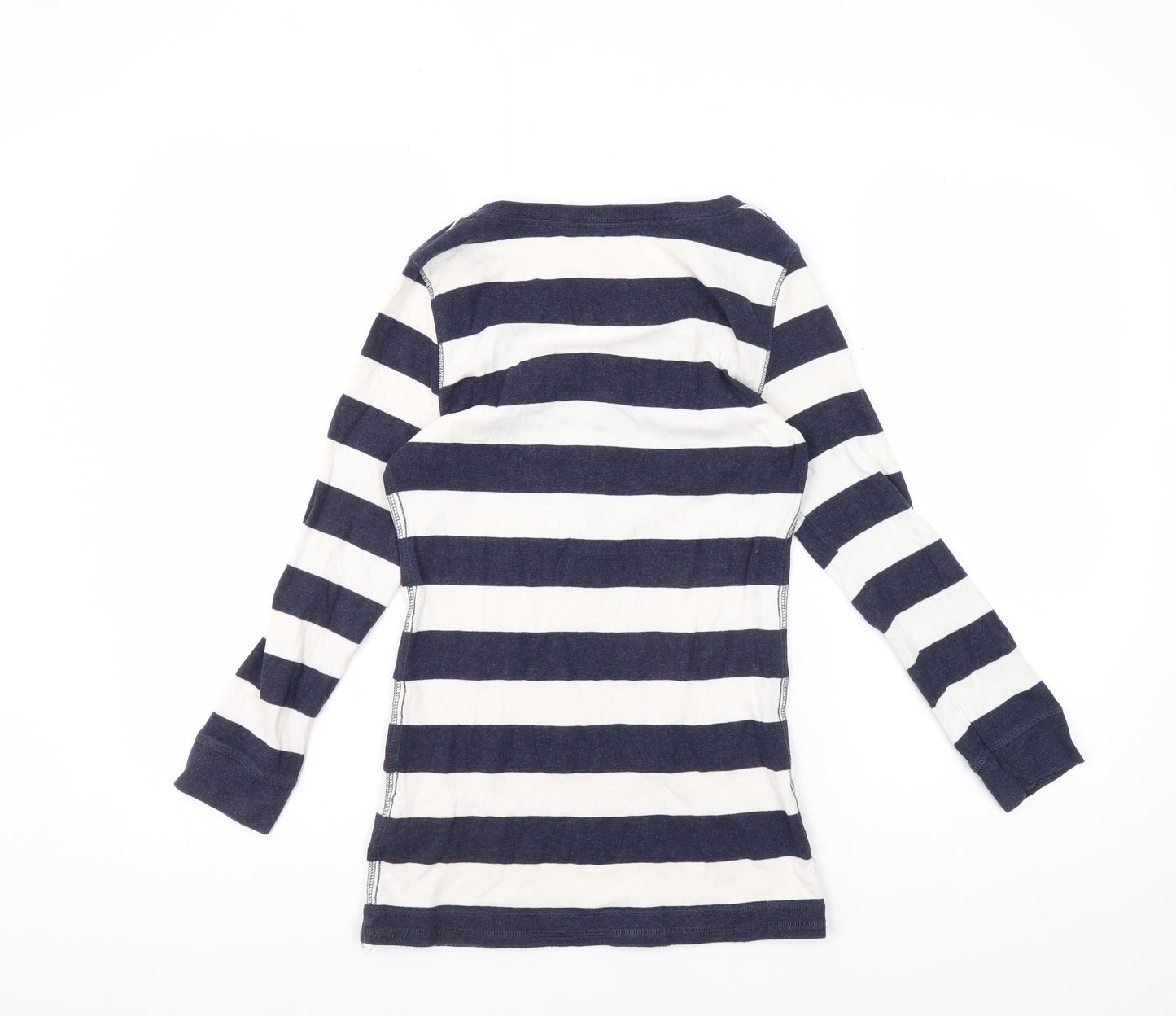 H&M Women's Blue Striped Long Sleeve Henley Shirt