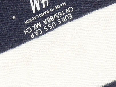 H&M Women's Blue Striped Long Sleeve Henley Shirt